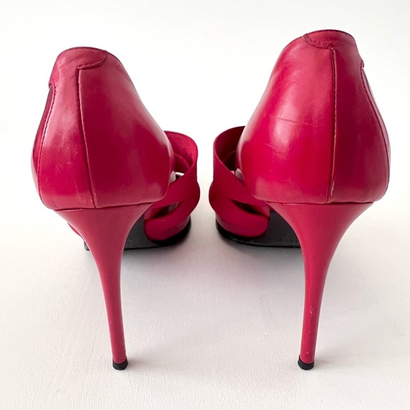DIOR | Vintage Red Leather Pointed Cross Over Elastic Bandage Pumps EU 37.5 - Picture 9 of 16